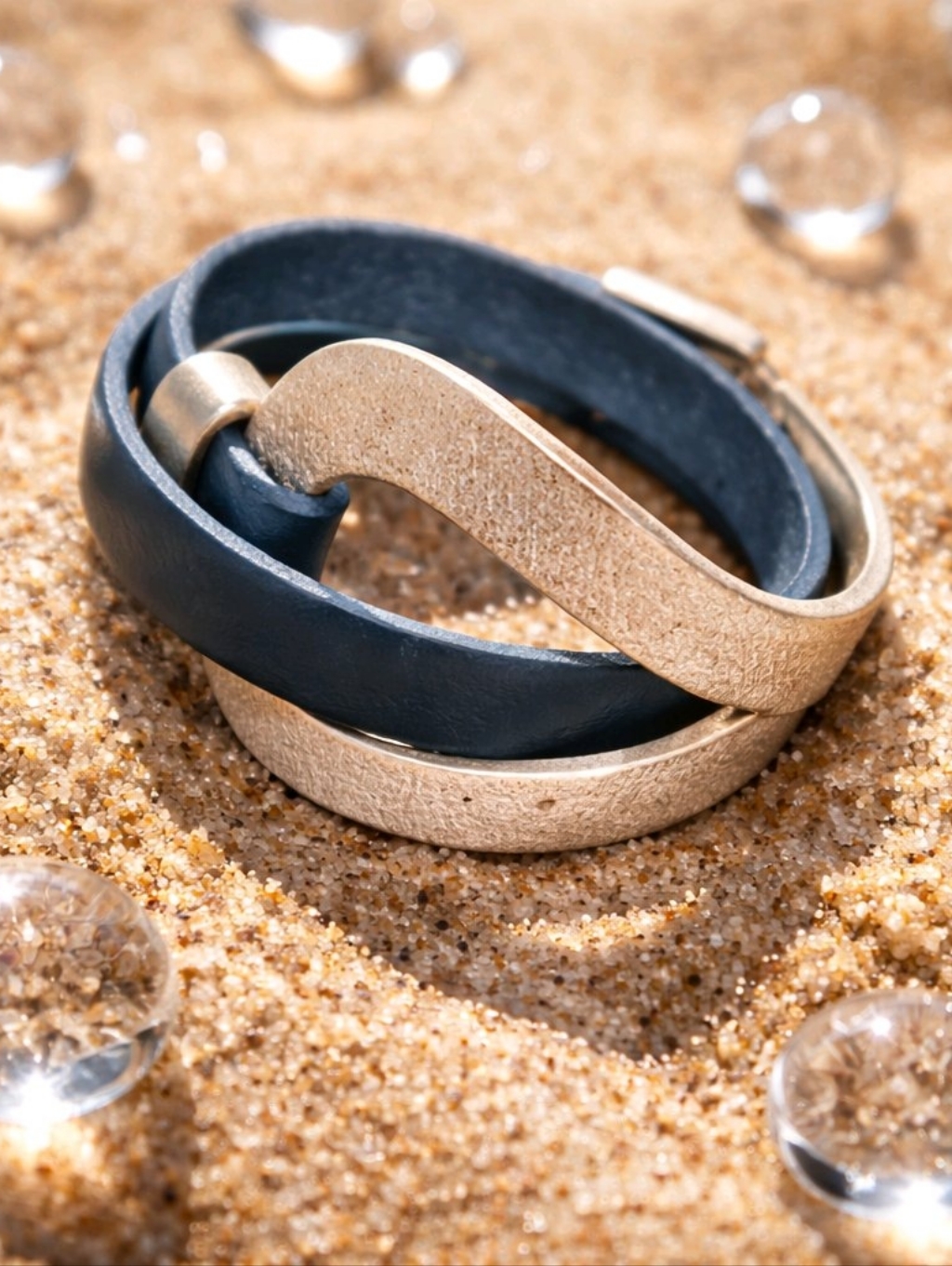 Saachi Pewter And Rose Gold Intertwined Leather Bracelet